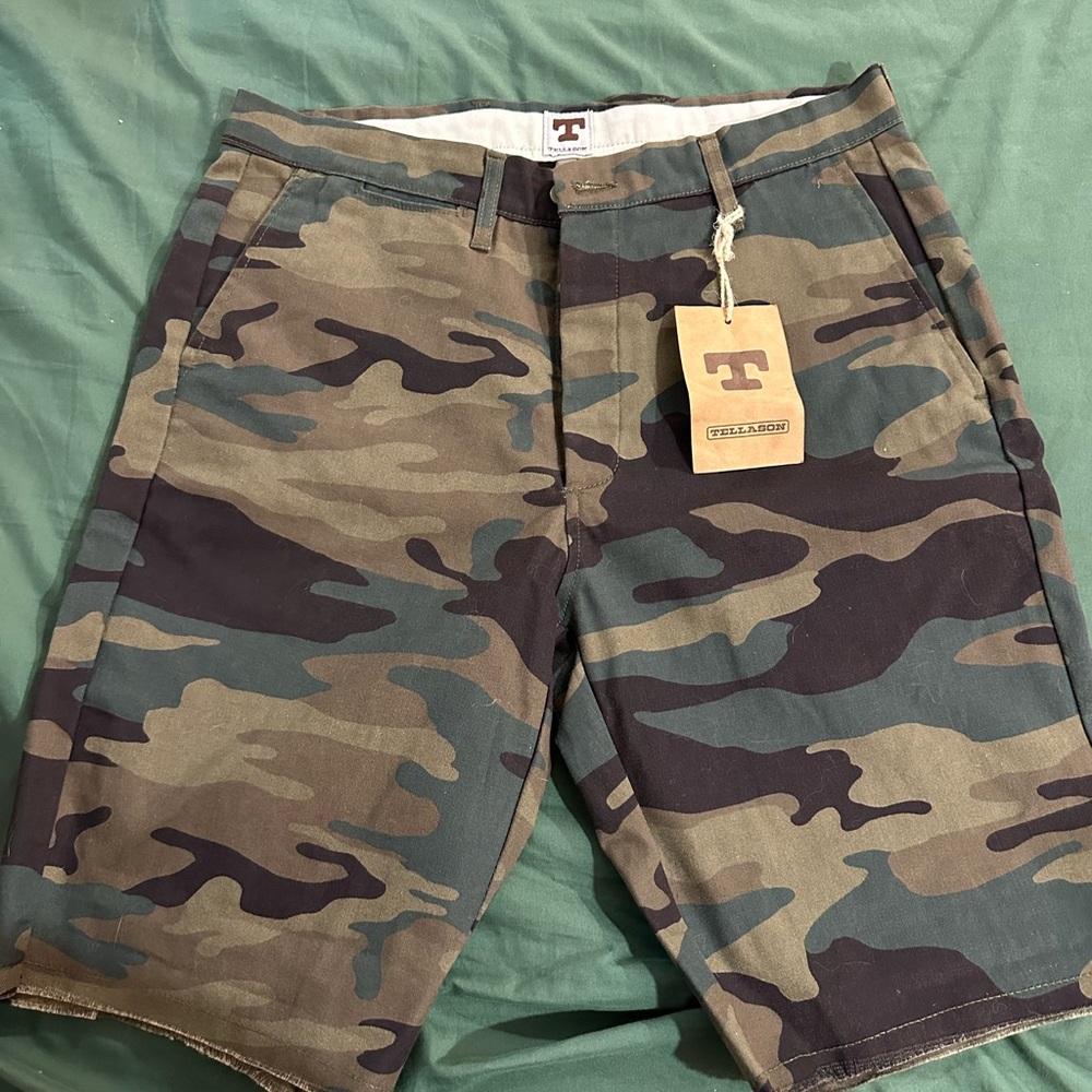 Tellason Ripstop Cotton Cutoff Shorts Camo